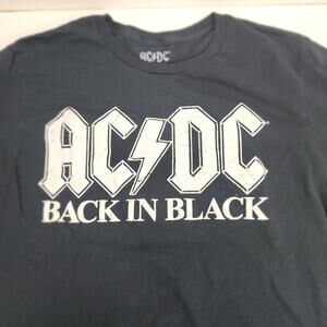 AC/DC Hard Rock Band Back In Black Album Black Short Sleeve T-Shirt Men's Size M